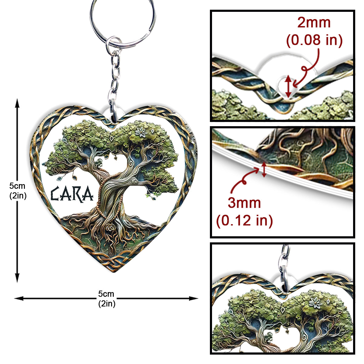 Arbre de Vie - Mythologie scandinave - Style rustique - Porte-clés irlandais personnalisé