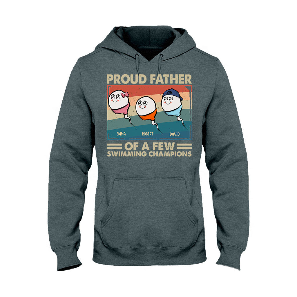 Fier papa, mère de plusieurs champions de natation - T-shirt et sweat à capuche personnalisés pour papa