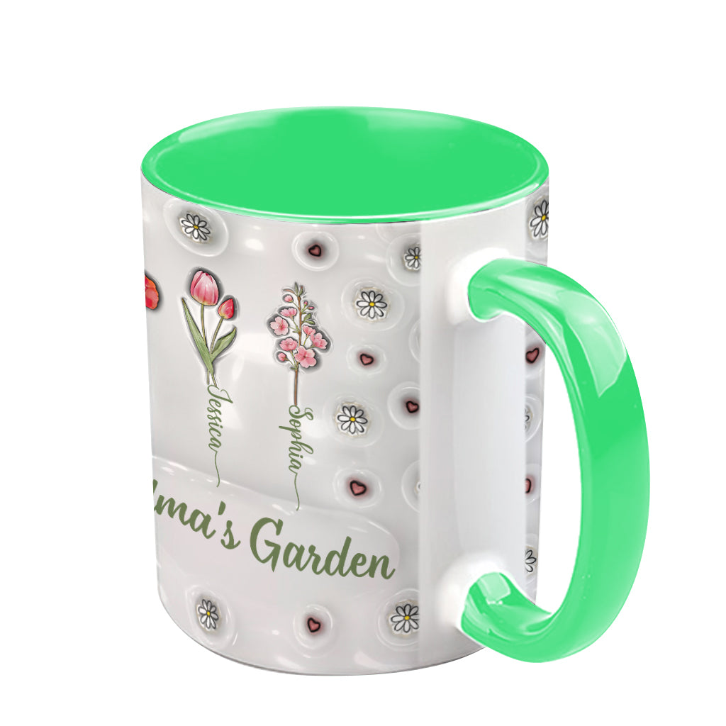 Fleurs du mois de naissance - Jardin de grand-mère - Mug personnalisé pour grand-mère