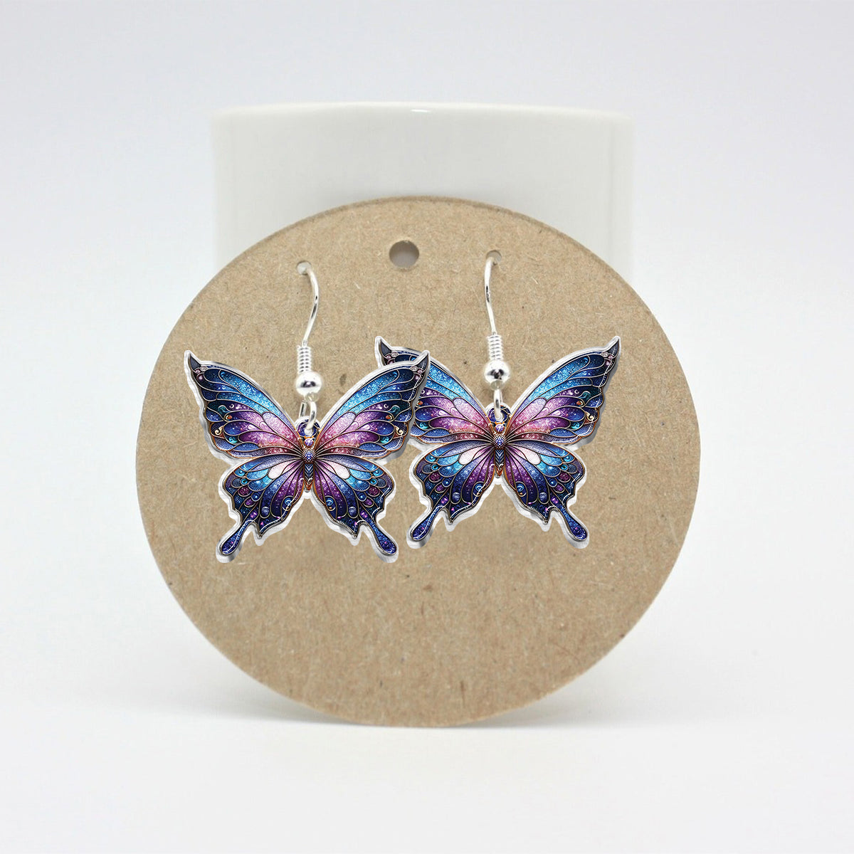 Superbes boucles d'oreilles papillon personnalisées violettes