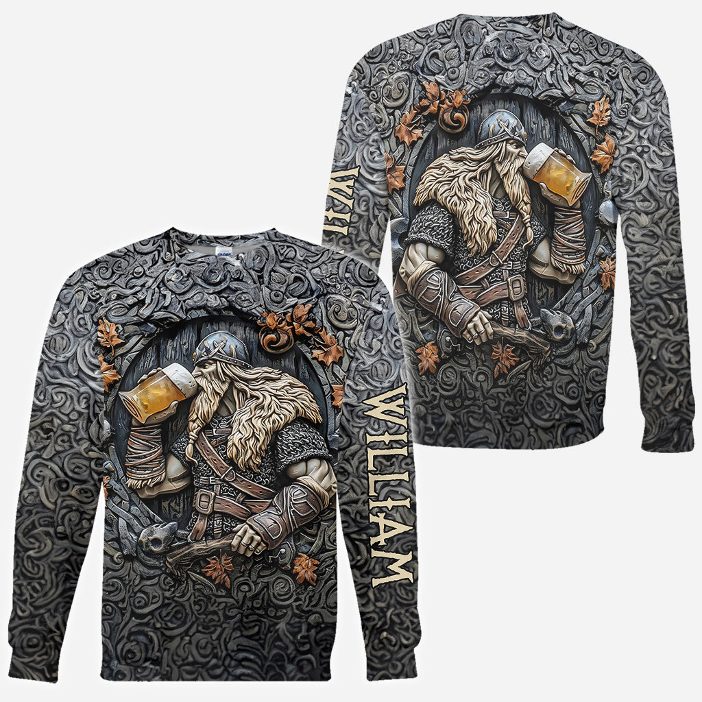 Légende du guerrier viking buveur - T-shirt viking personnalisé intégral