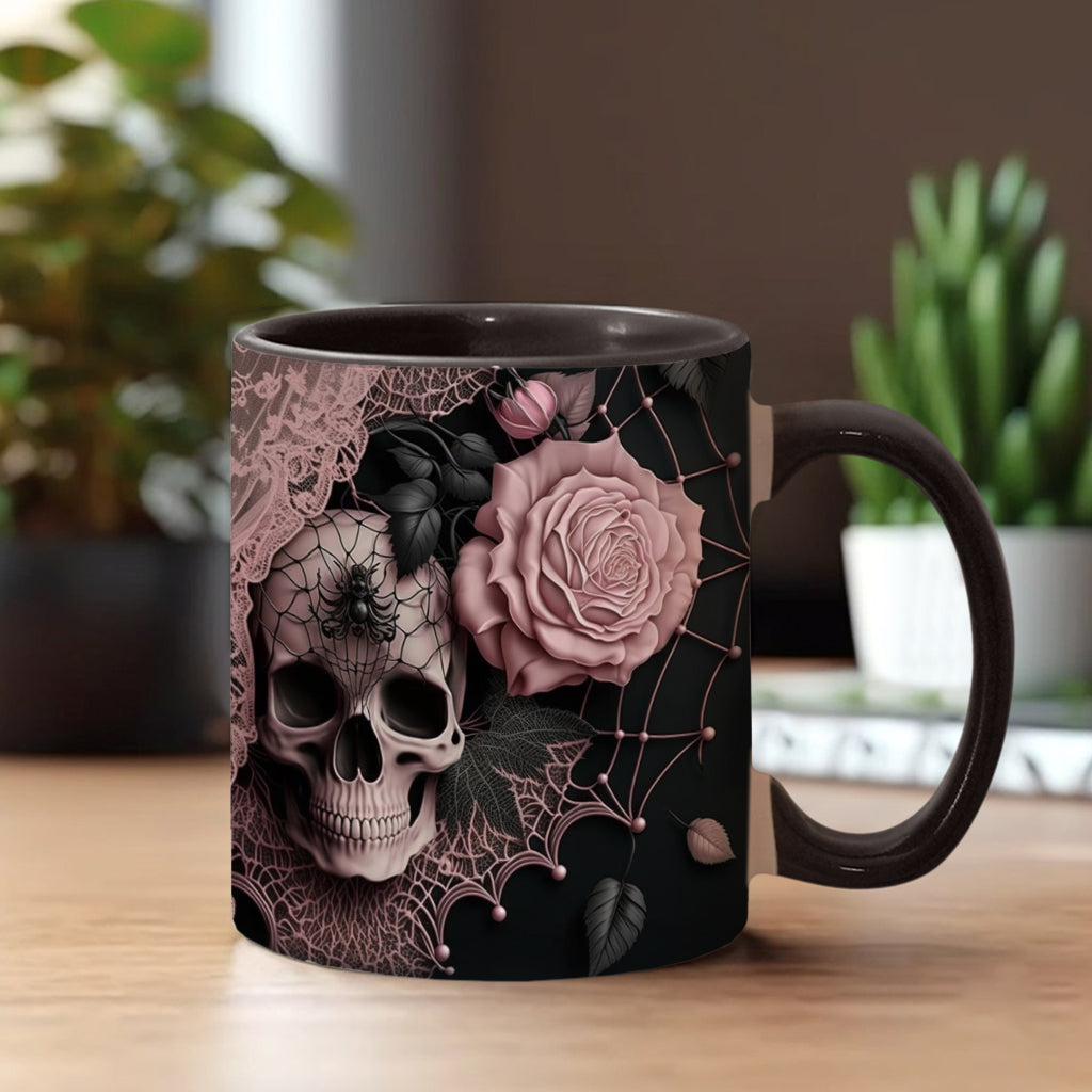 Mug personnalisé à motif de crâne et roses