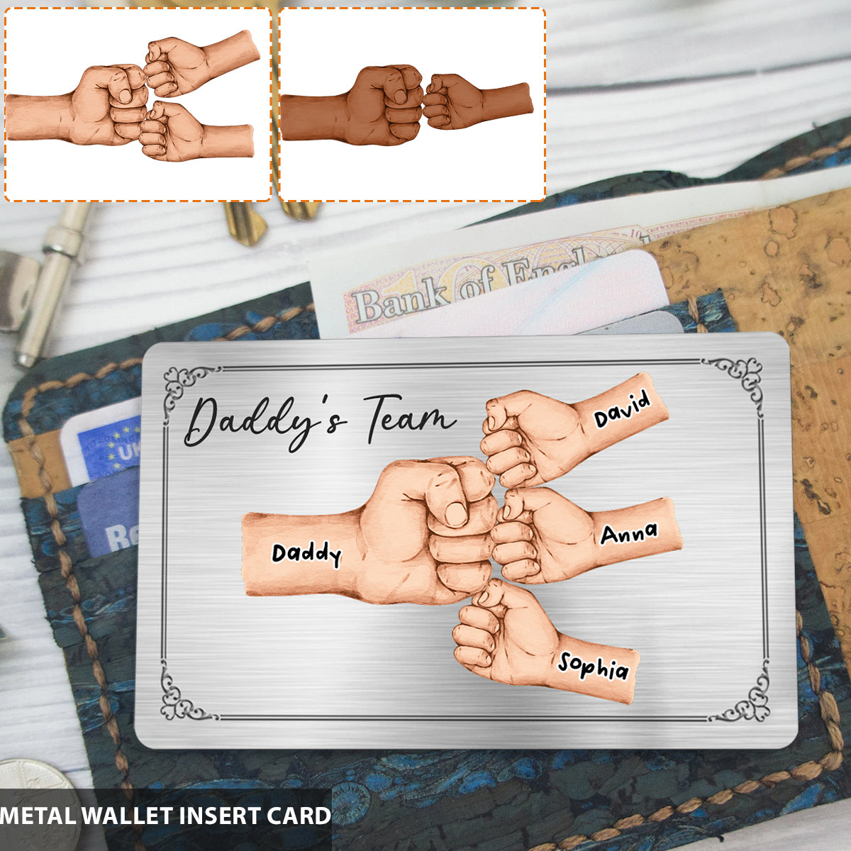 L'équipe de papa - Carte personnalisée pour portefeuille du père