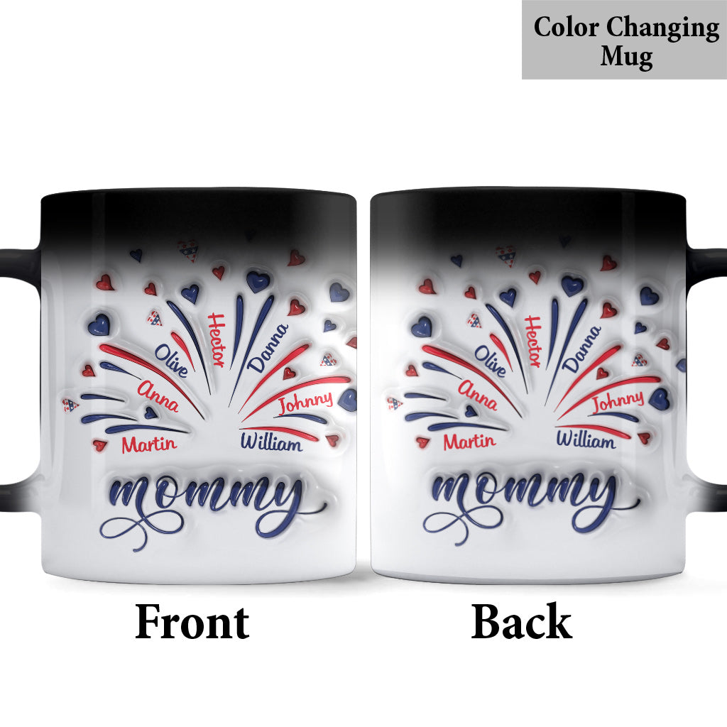 Mug personnalisé « Feu d'artifice drapeau américain » pour maman