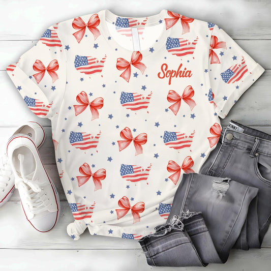 T-shirt Coquette American Girl personnalisé pour la fête nationale américaine (4 juillet)