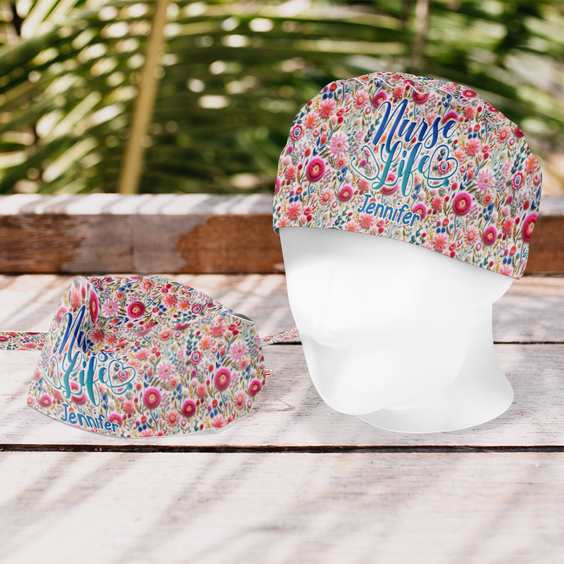 Style floral pour infirmière - Bonnet de bloc opératoire personnalisé