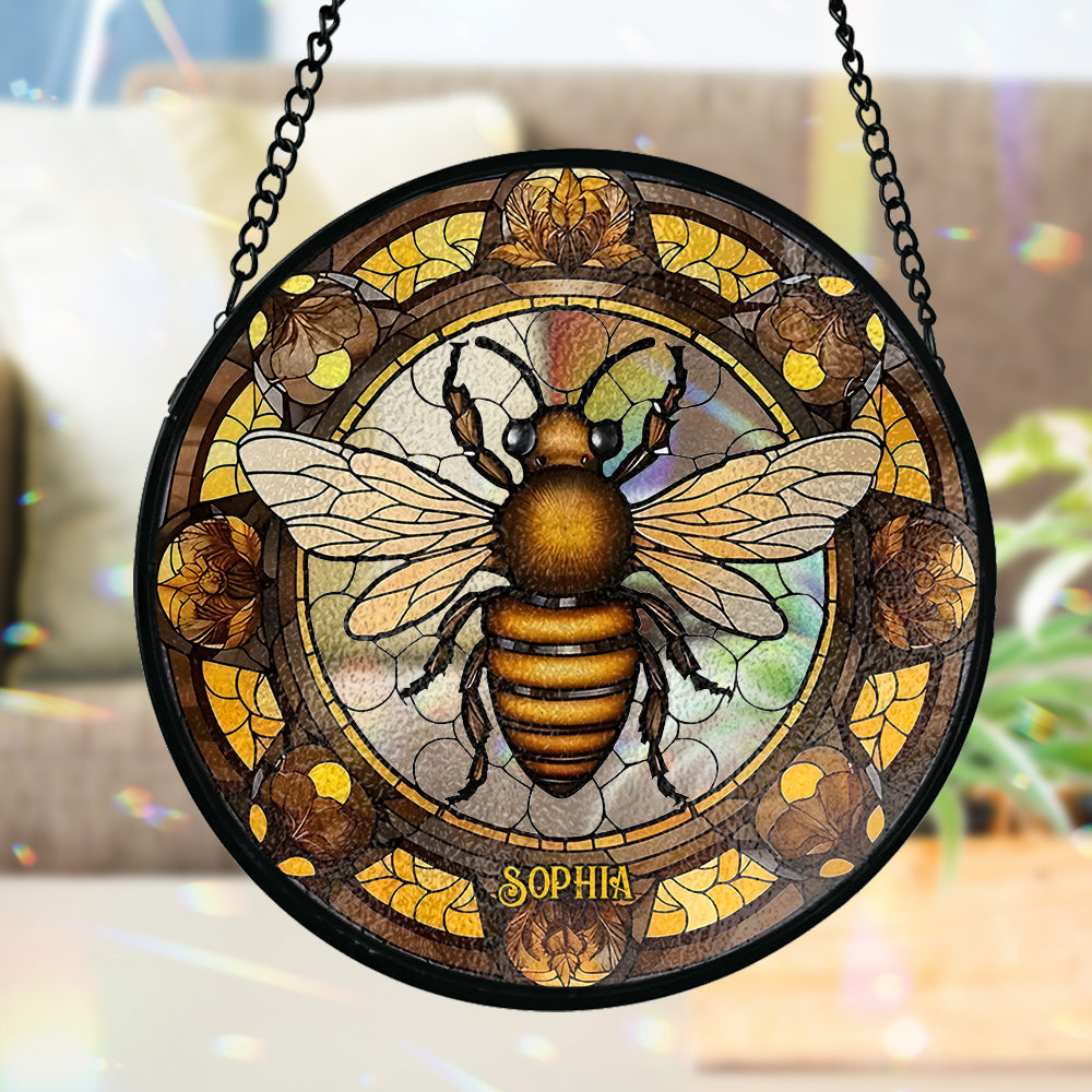 Magnifique abeille - Attrape-soleil personnalisé en vitrail avec motif abeille