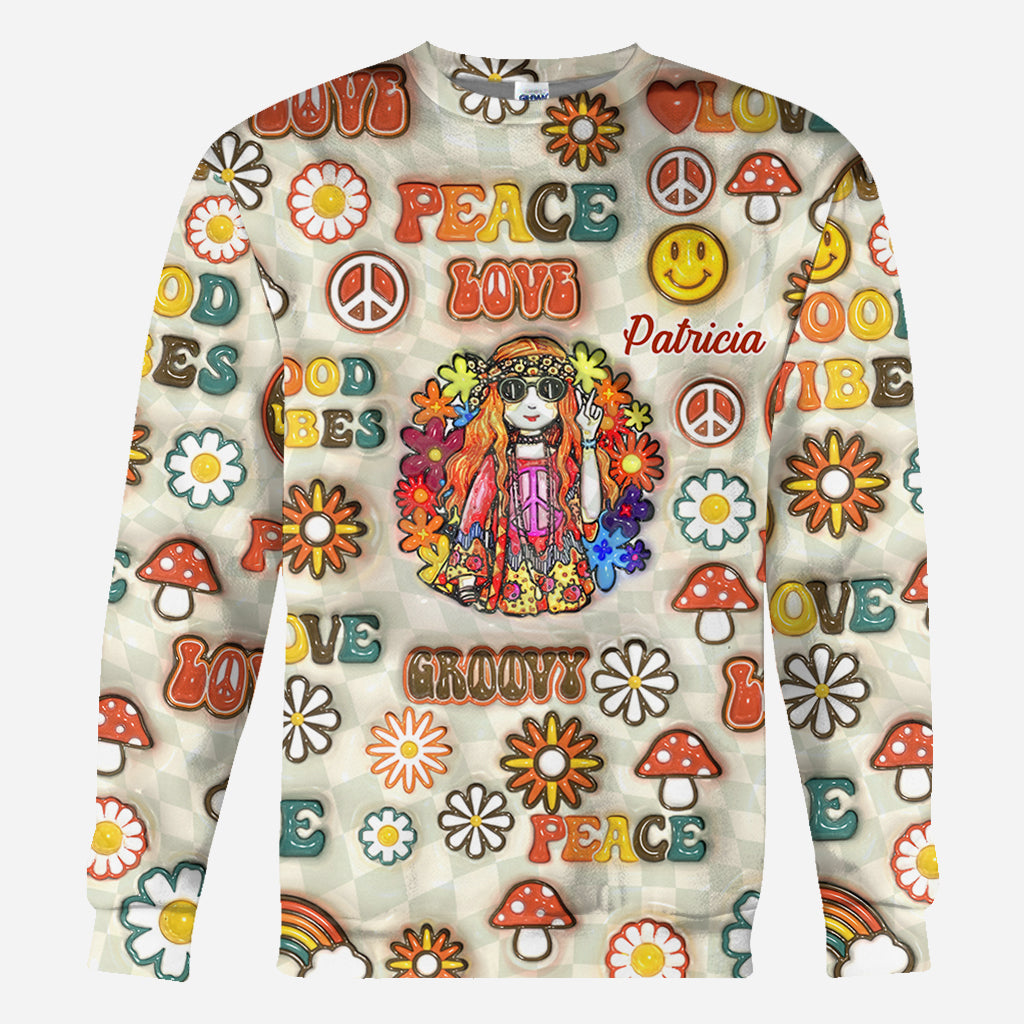 Hippie Soul Retro Multi Style - Personalized Hippie All Over Shirt