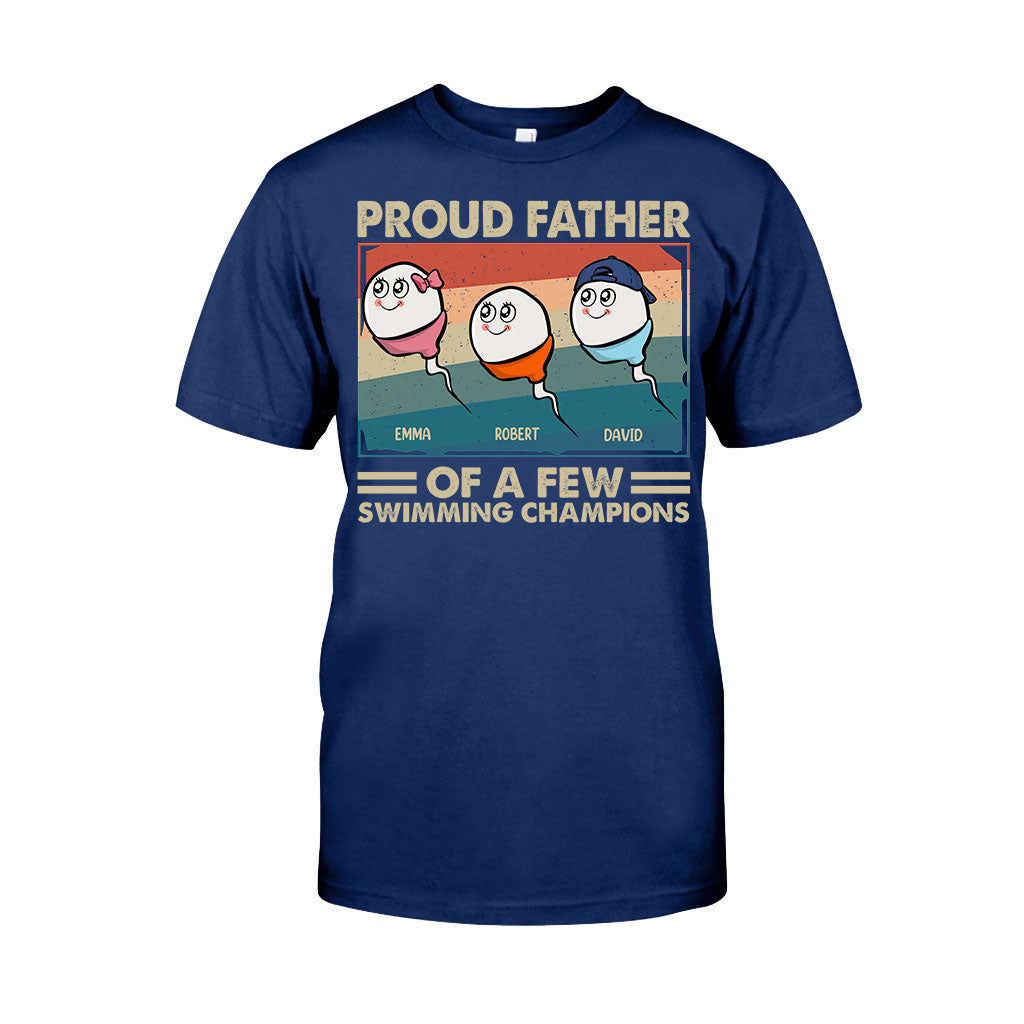 Fier papa, mère de plusieurs champions de natation - T-shirt et sweat à capuche personnalisés pour papa