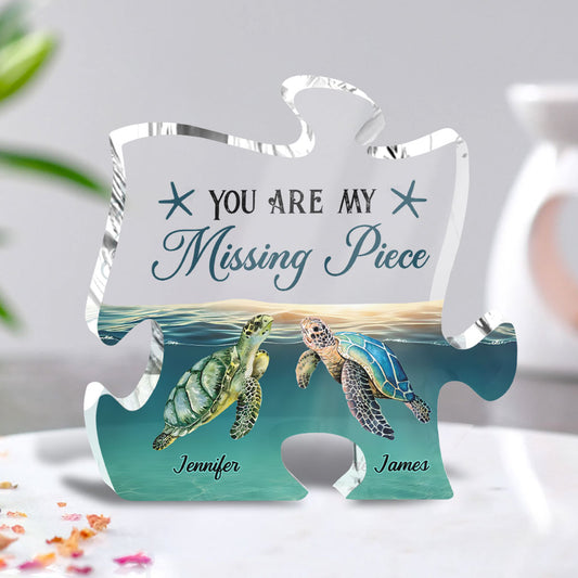 Tu es la pièce manquante de mon puzzle - Plaque acrylique personnalisée pour couple, forme sur mesure
