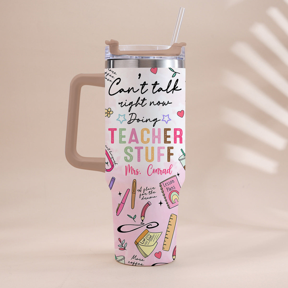 Teacher Stuff - Personalized Teacher Tumbler With Handle