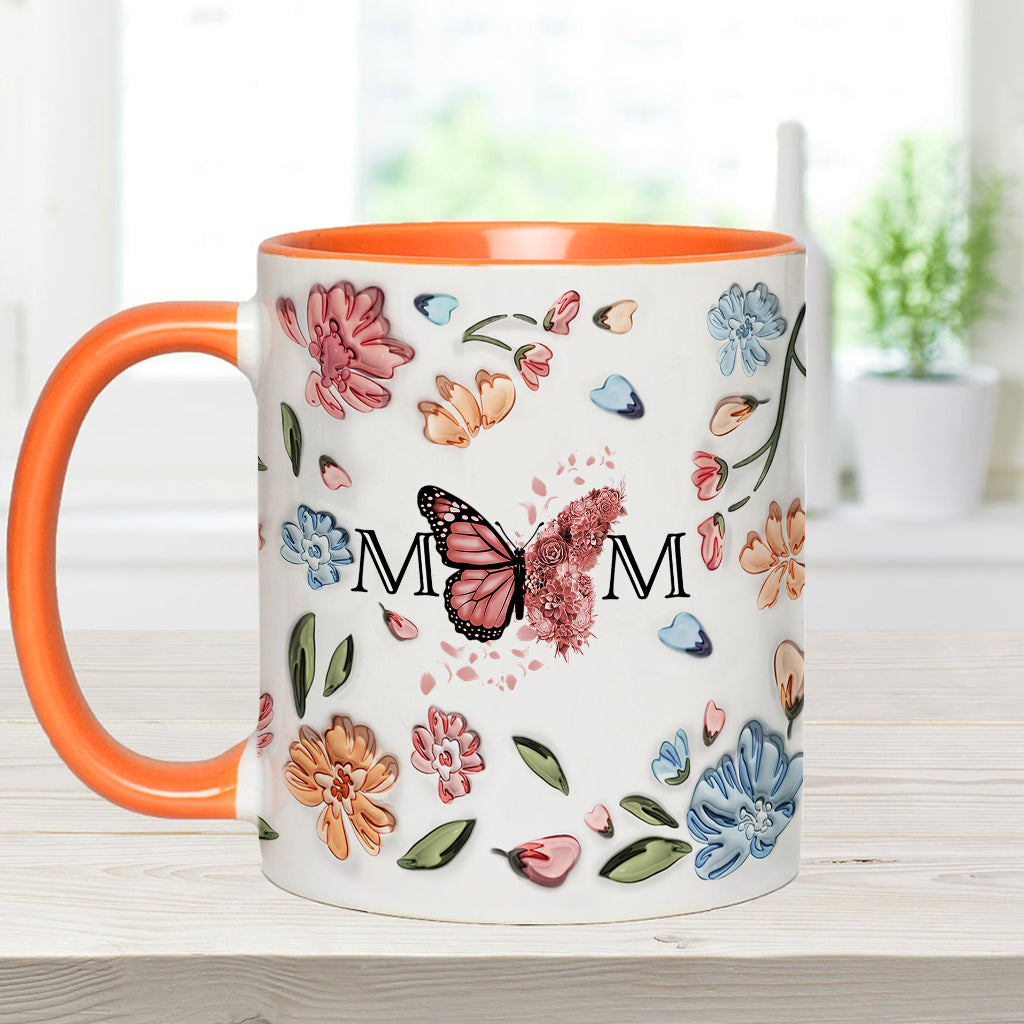 Mug personnalisé « Papillon pastel à fleurs » pour maman