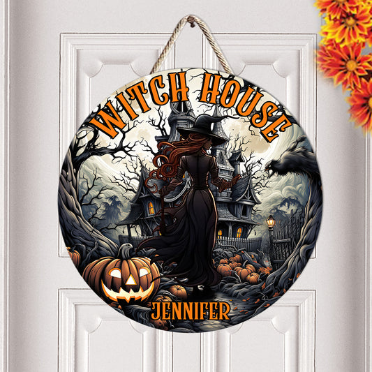 Witch House - Personalized Witch Round Wood Sign