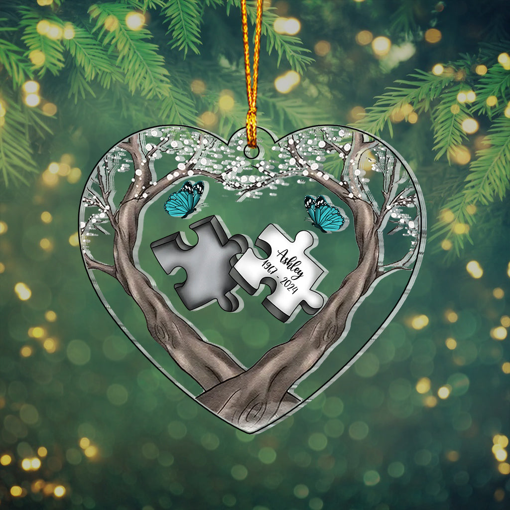 Une partie de mon cœur vit au ciel - Ornement commémoratif personnalisé en forme de pièce unique