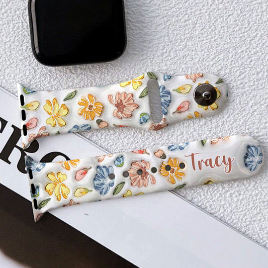 Bracelet Apple Watch à motif floral bouffant - Bracelet Apple Watch personnalisé