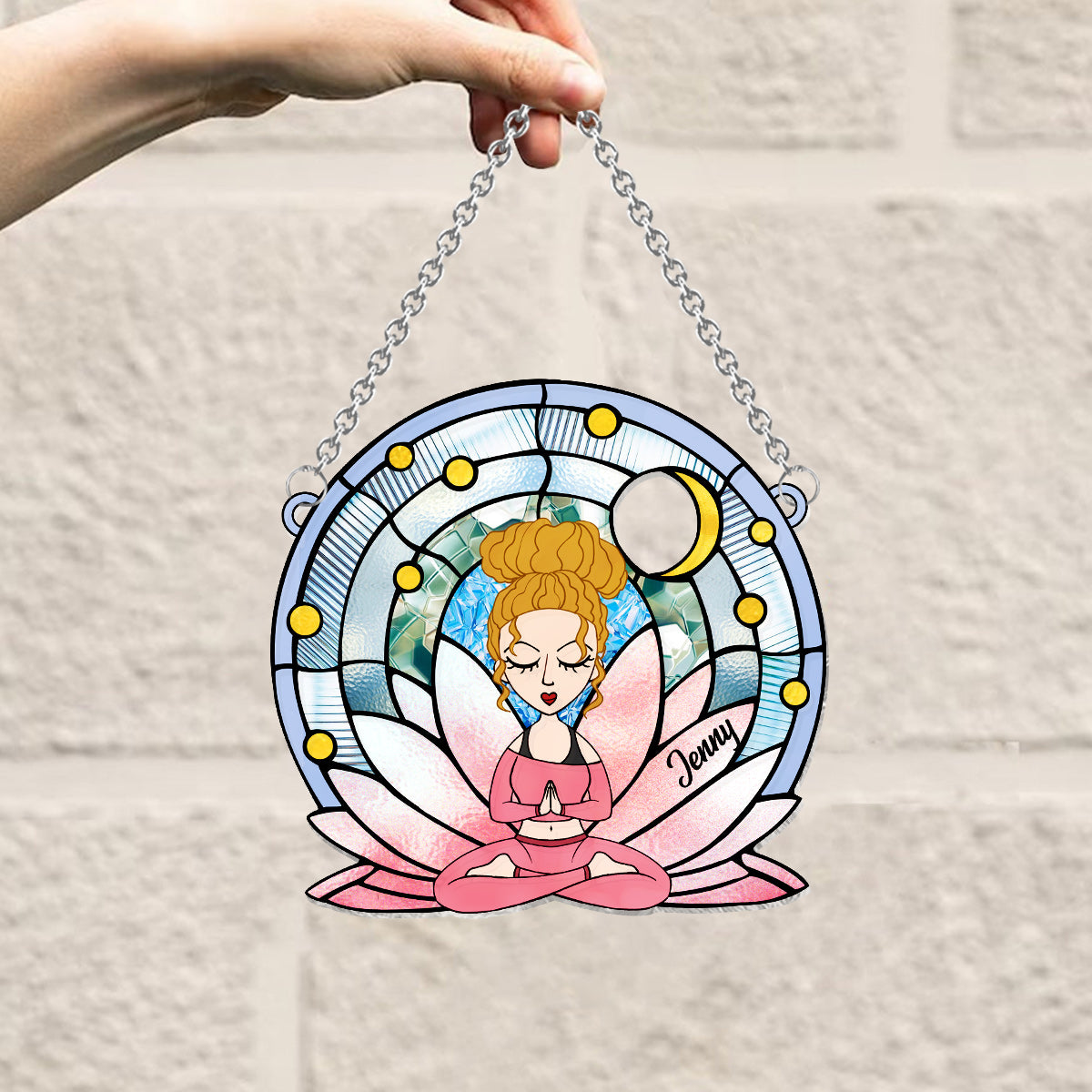 Namaste - Ornement attrape-soleil personnalisé pour fenêtre, inspiré du yoga 