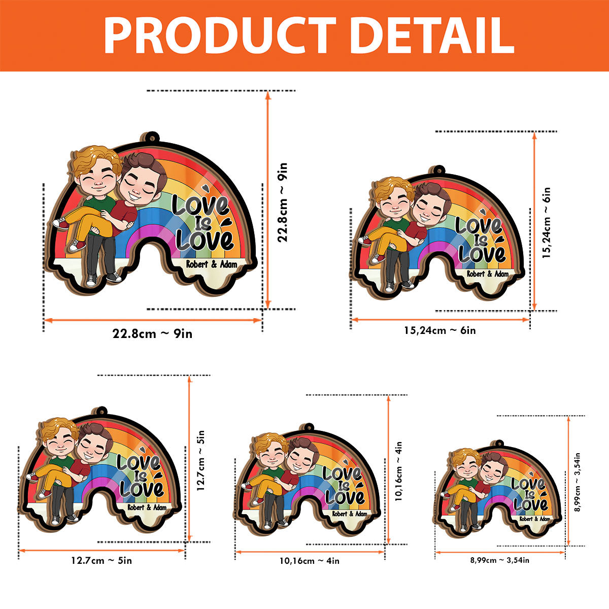 L'amour est l'amour - Attrape-soleil personnalisé pour couple, à deux niveaux, à suspendre à la fenêtre