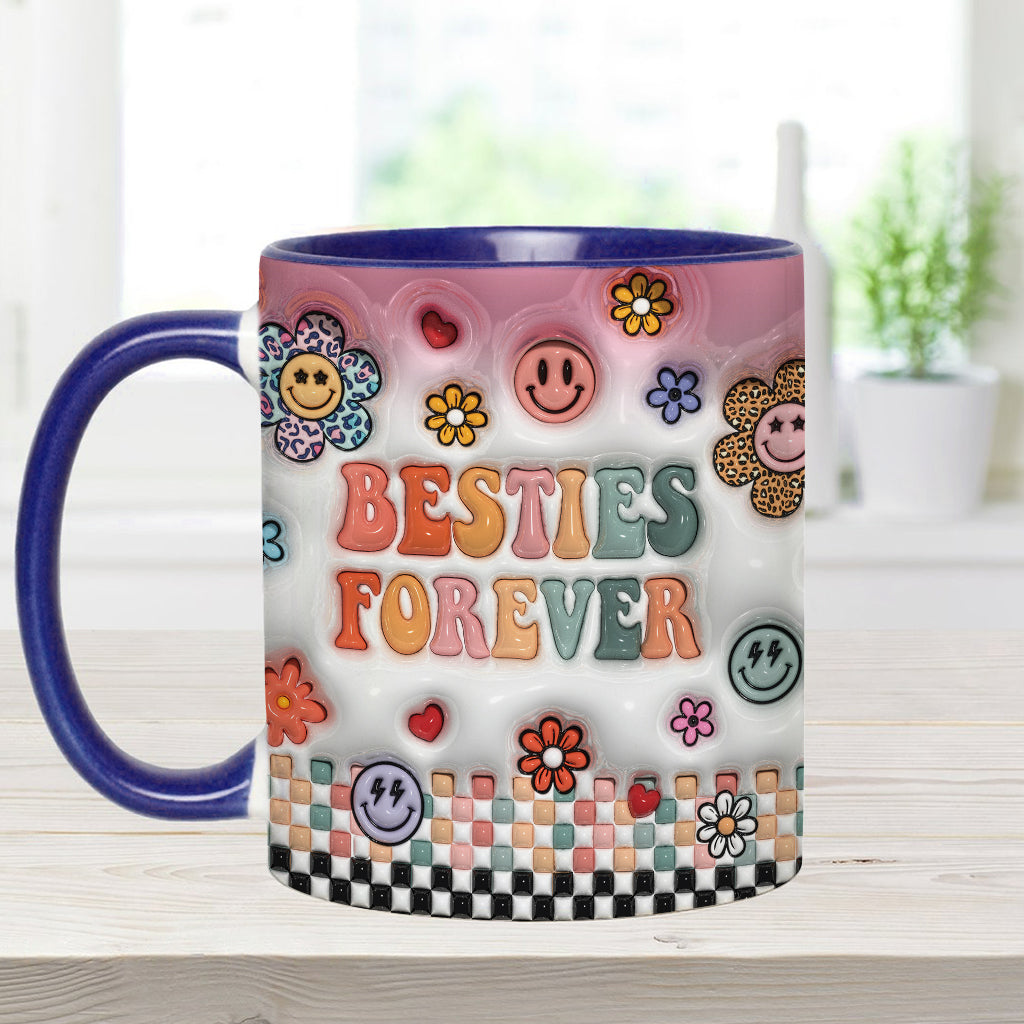 Besties Forever Floral - Personalized Bestie Accent Mug