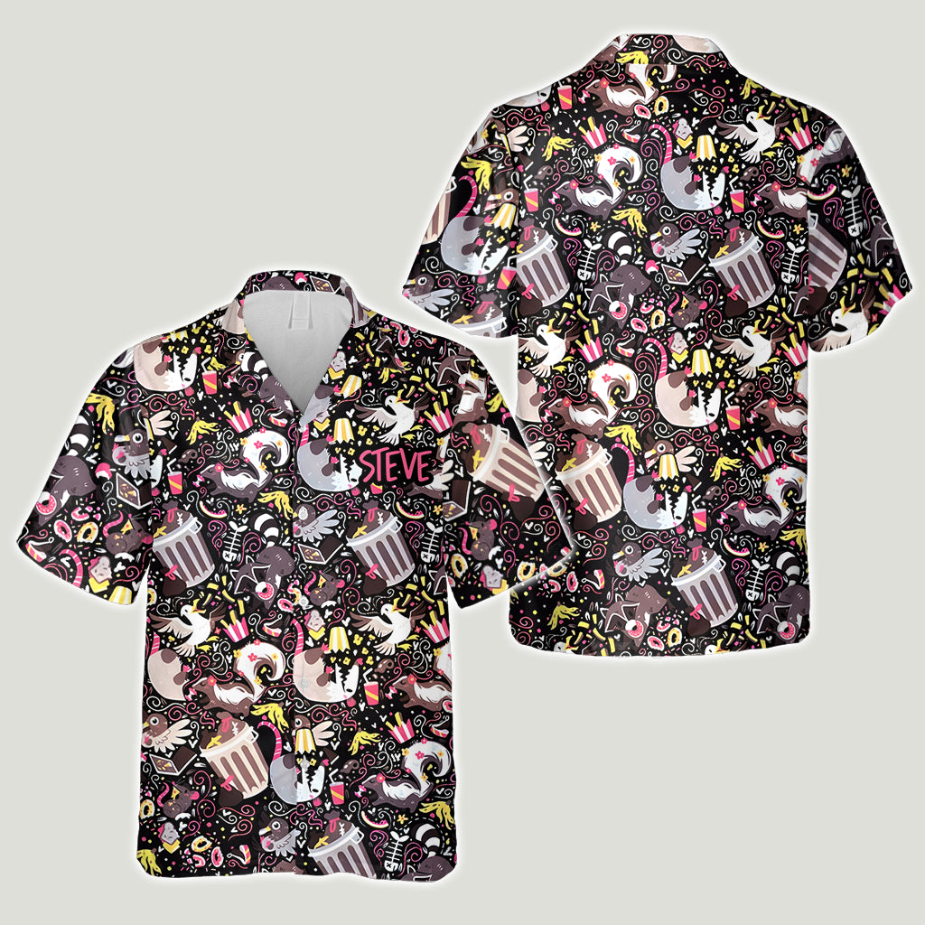 Mon animal totem mange des ordures - Chemise hawaïenne personnalisée avec un raton laveur