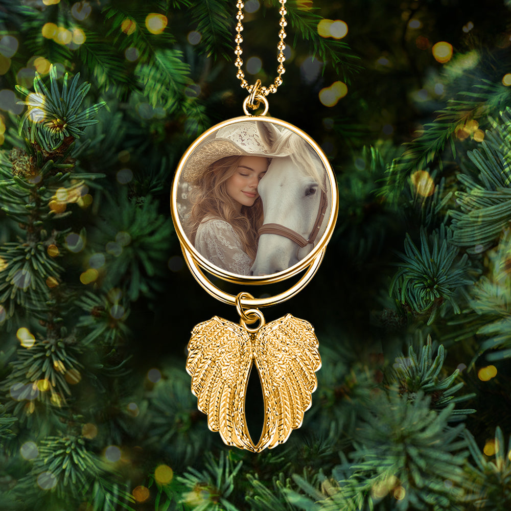 À jamais aimé - Ornement personnalisé en forme d'ailes de cheval