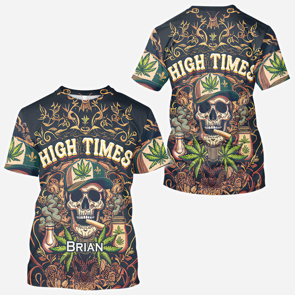 T-shirt personnalisé High Times Skull 420 - Motif cannabis intégral