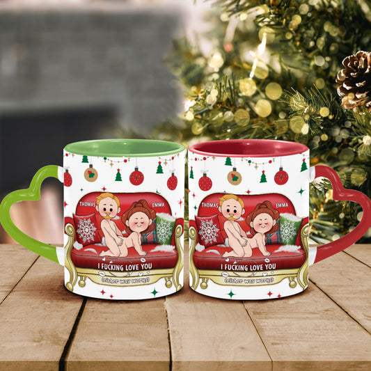 Je t'aime - Mug personnalisé pour couple avec anse en forme de cœur