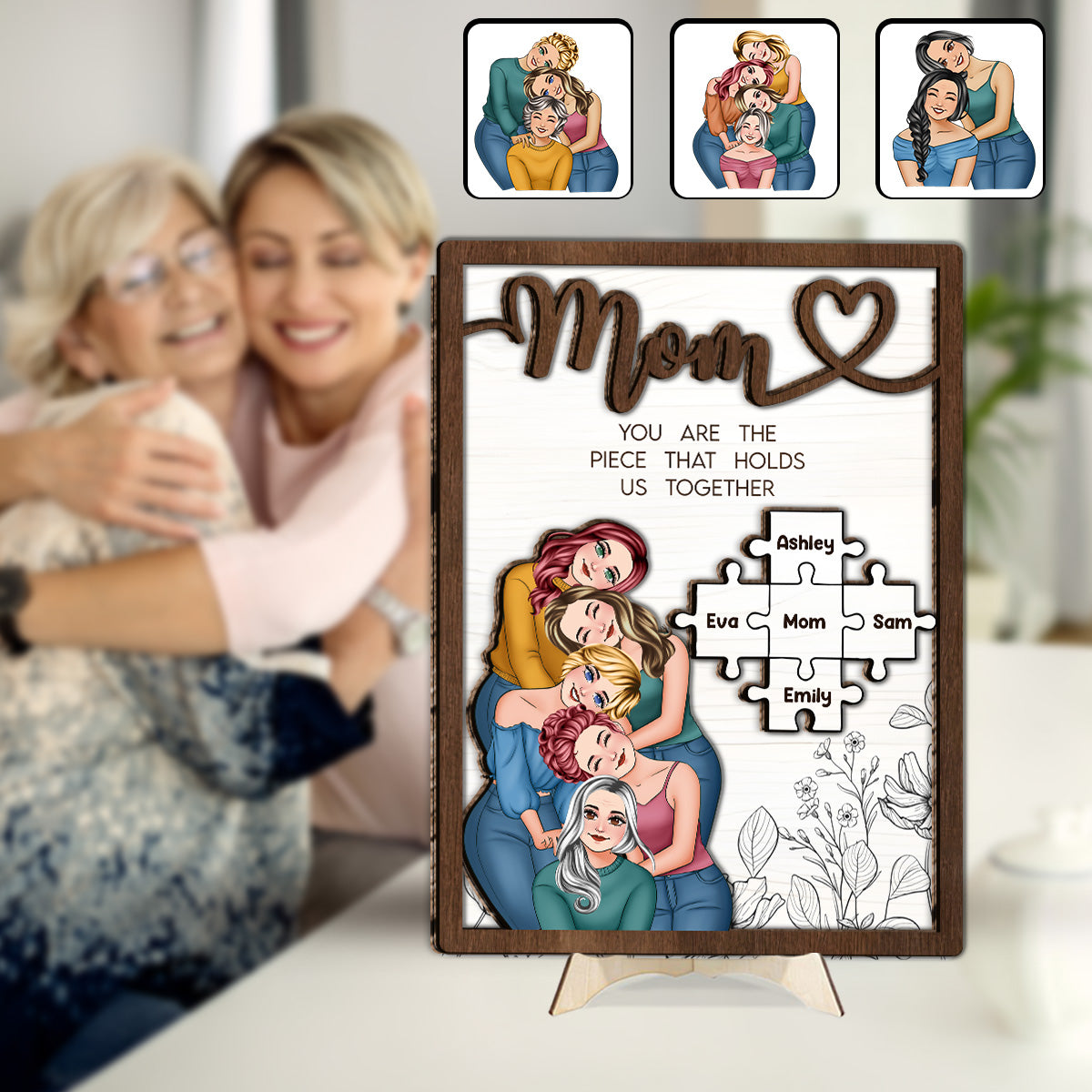 Maman, tu es le pilier de notre couple - Plaque en bois personnalisée à 2 couches « Maman »