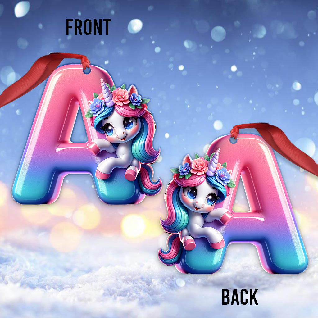 Cute Unicorn Letter - Personalized Kid Ornament