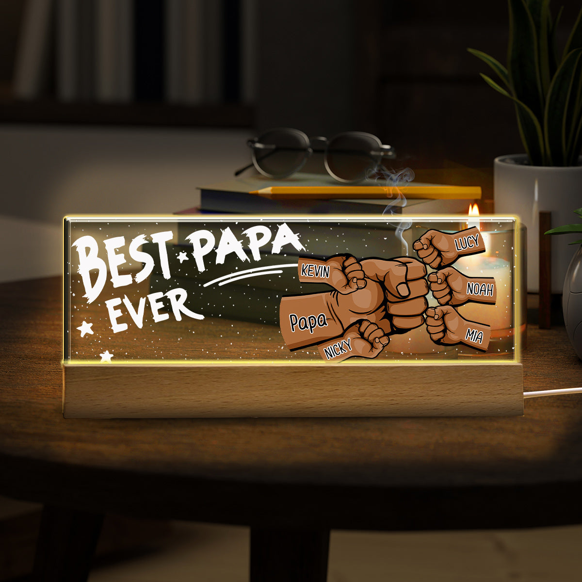 Veilleuse LED personnalisée « Lien indéfectible avec papa » - Meilleur papa du monde