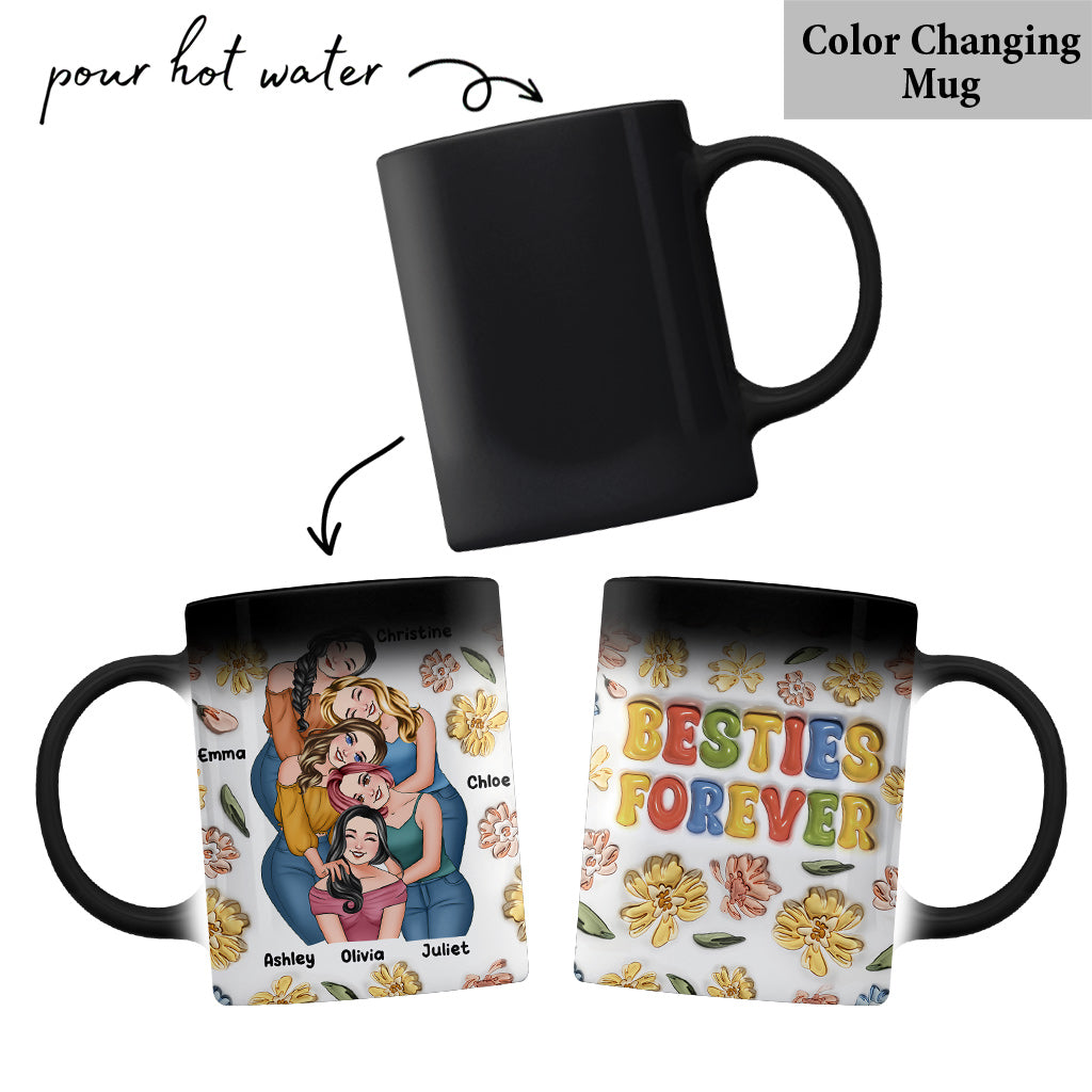 Mug personnalisé « Meilleures amies pour toujours » style floral - Mug personnalisé pour meilleures amies