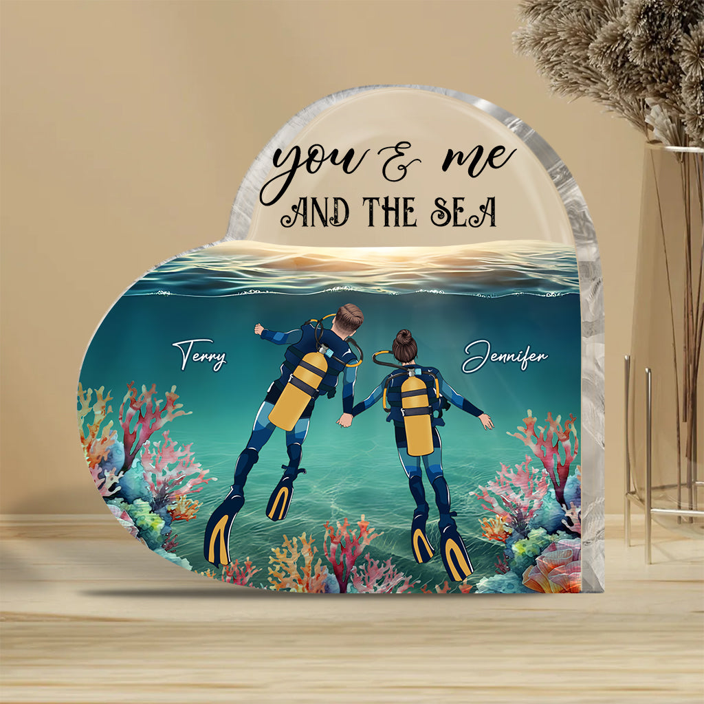 Toi, moi et la mer - Plaque acrylique personnalisée sur le thème de la plongée sous-marine