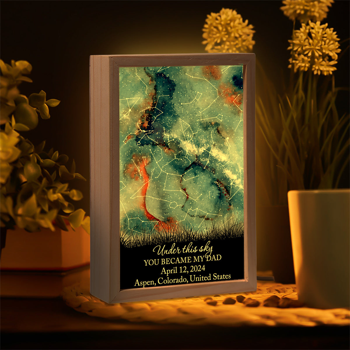 Là où tout a commencé - Cadre photo personnalisé pour papa avec boîte lumineuse
