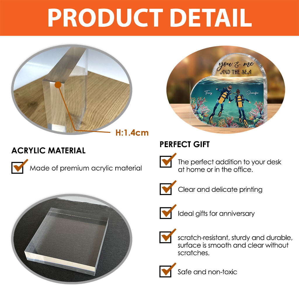 Toi, moi et la mer - Plaque acrylique personnalisée sur le thème de la plongée sous-marine