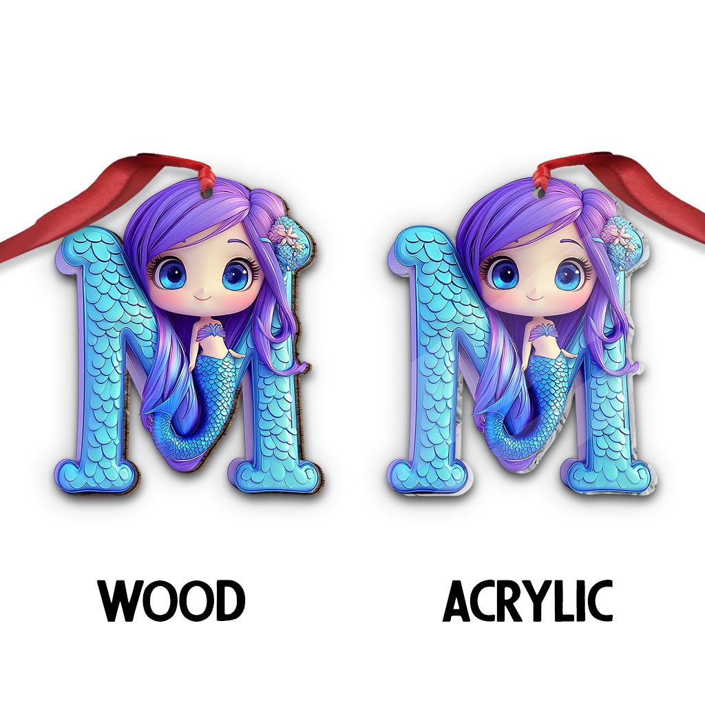 Magnifique ornement de lettre sirène - Ornement personnalisé pour enfant