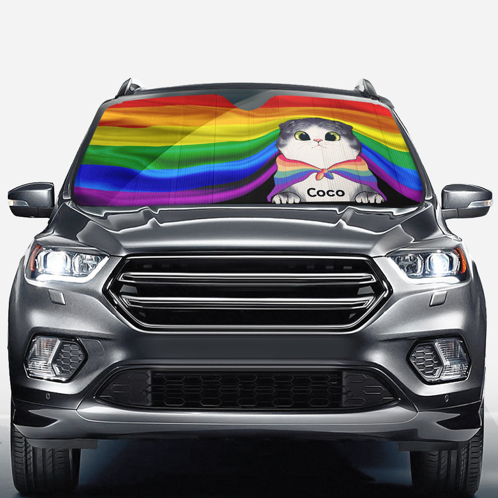 Pare-soleil de voiture personnalisé pour chat Pride Cat
