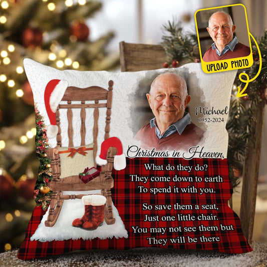 Christmas In Heaven - Personalized Memorial Throw Pillow