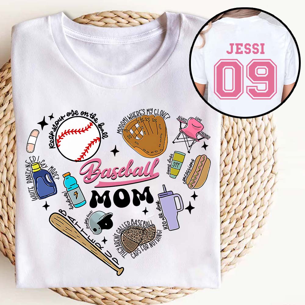 Maman de joueur de baseball - T-shirt et sweat à capuche personnalisés sur le thème du baseball
