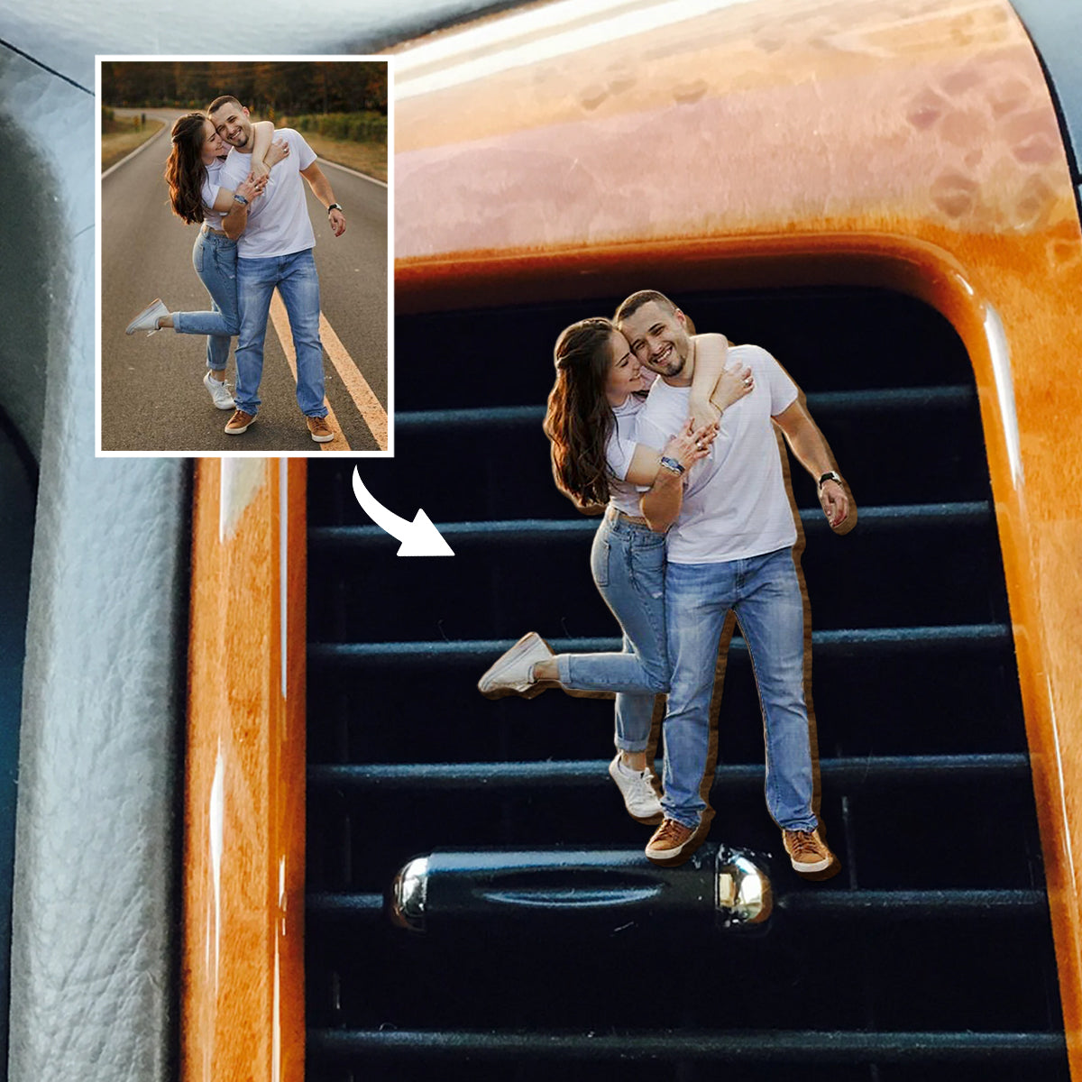 Je t'aime jusqu'à la lune et retour - Clip de pare-soleil de voiture personnalisé pour couple