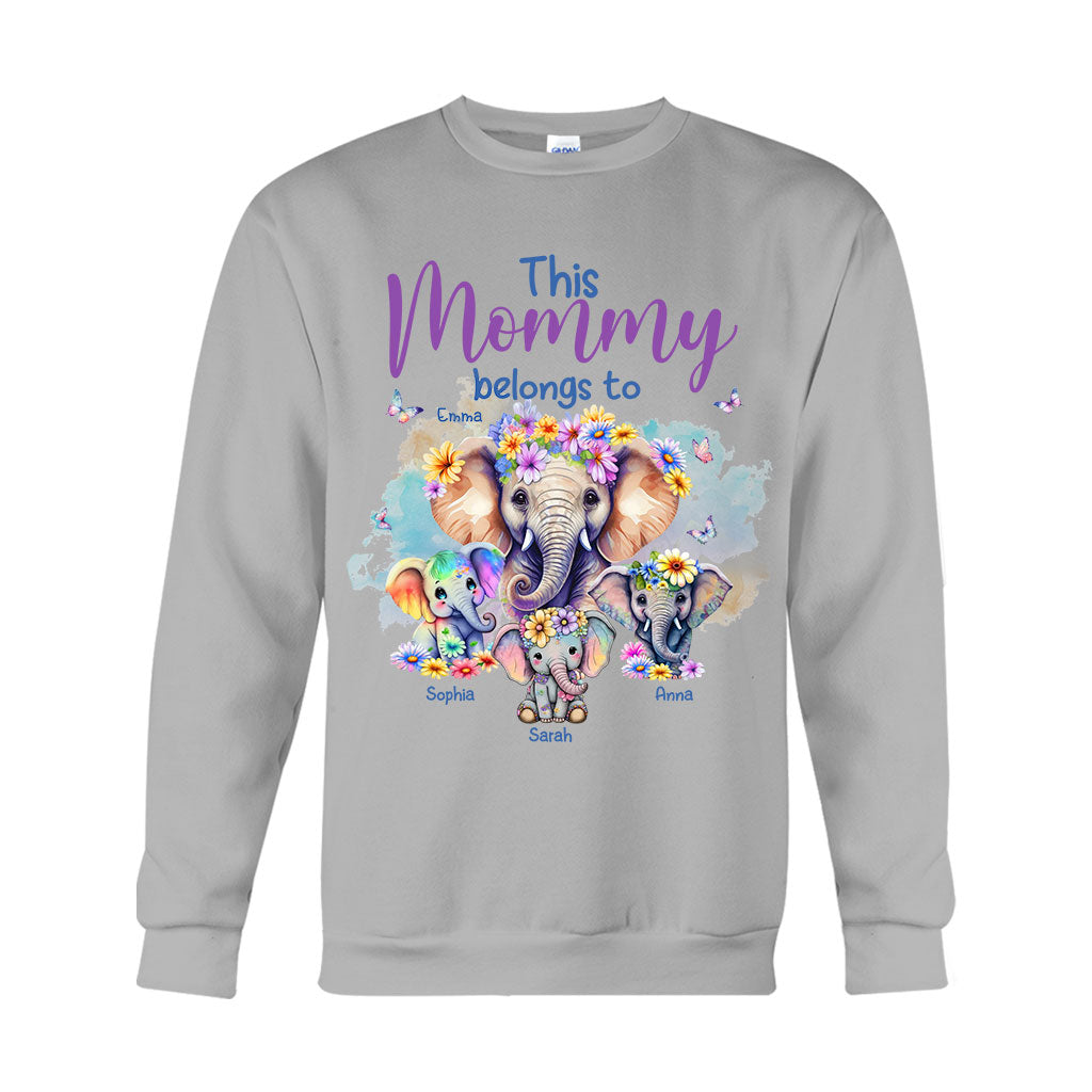 Éléphants à qui maman appartient - T-shirt et sweat à capuche personnalisés pour maman