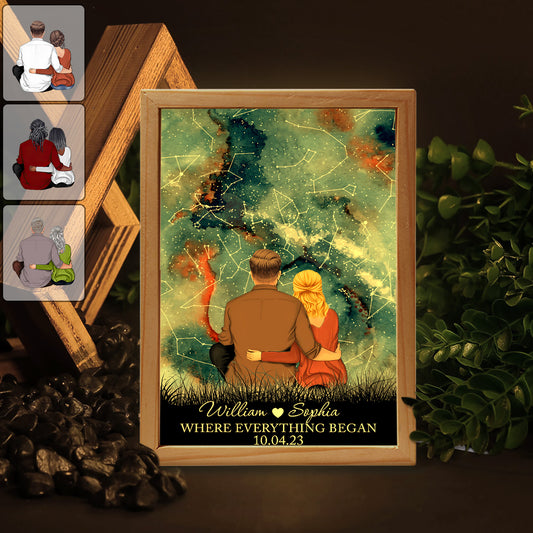 Là où tout a commencé - Cadre photo lumineux personnalisé pour couple
