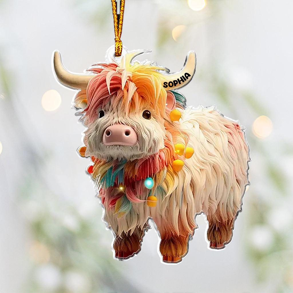 Love Highland Cows - Personalized Custom Shaped Ornament