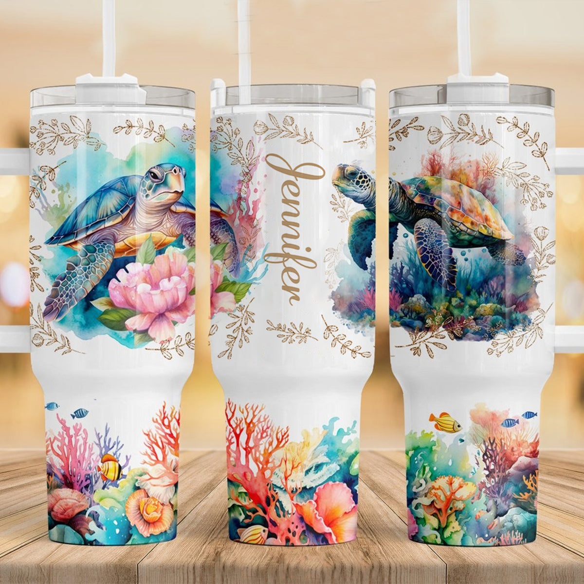 Gobelet isotherme personnalisé « Tortues » avec anse