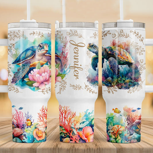 Gobelet isotherme personnalisé « Tortues » avec anse