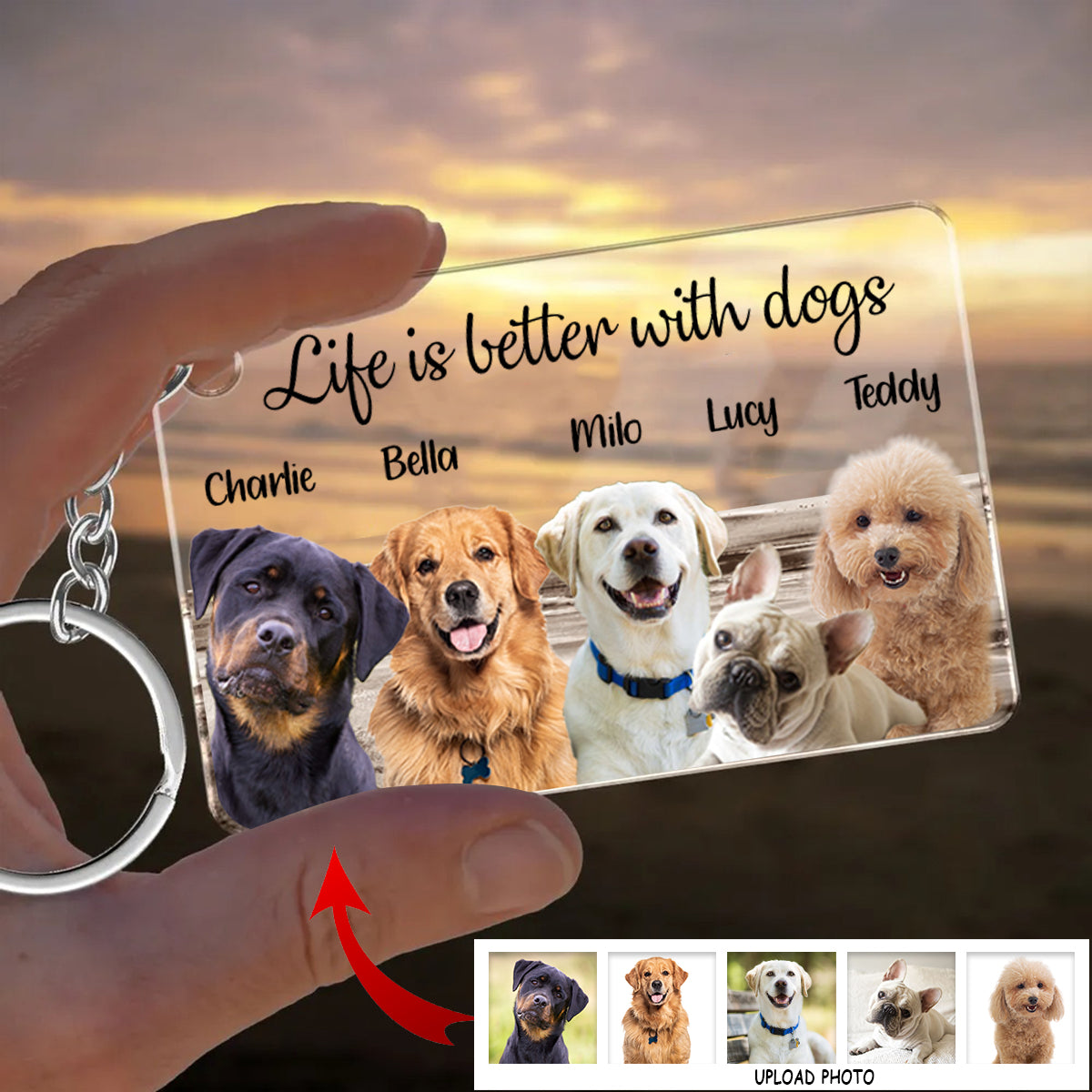 Life Is Better With Dogs Cats - Personalized Dog Transparent Keychain