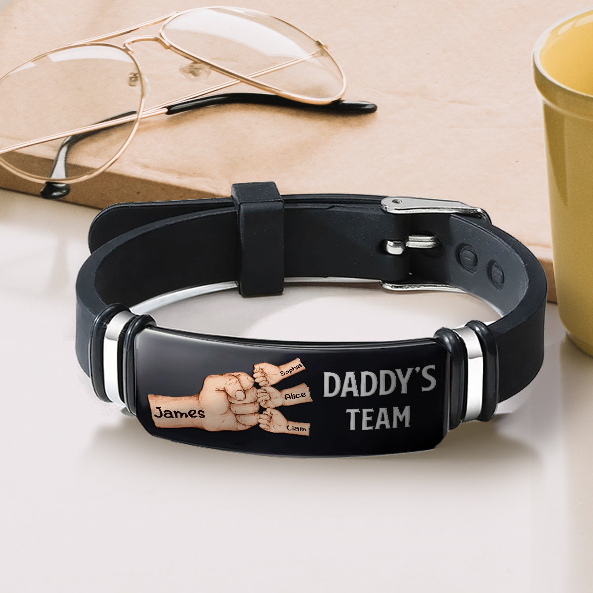 Bracelet personnalisé gravé « L'équipe de papa »