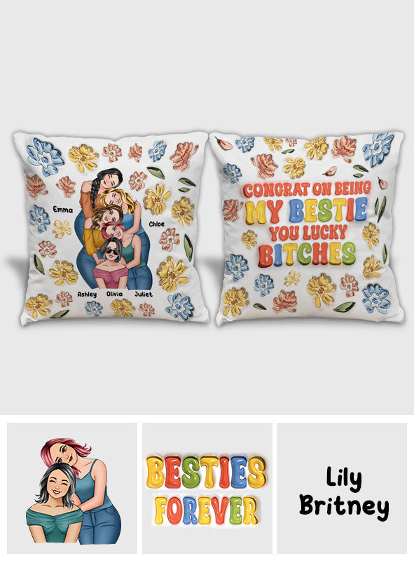 Félicitations pour être ma meilleure amie ! - Coussin personnalisé pour meilleure amie