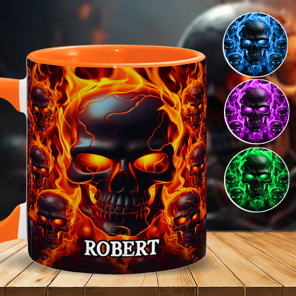 Mug personnalisé « Crâne fondu en feu » - Tête de mort fondue