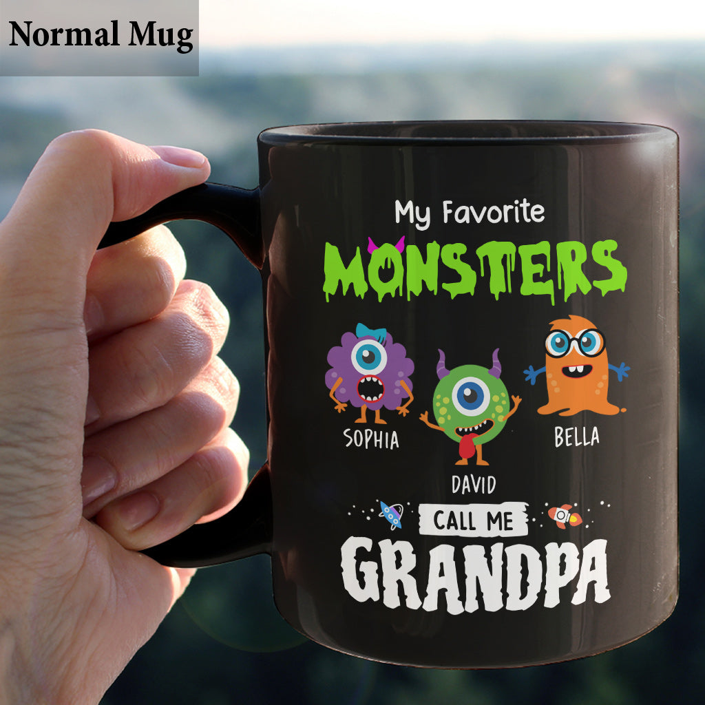 Mes monstres préférés m'appellent Papi Papa - Mug personnalisé pour Papi