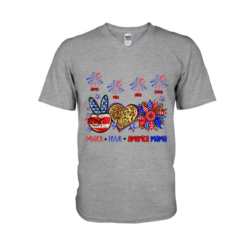 T-shirt et sweat à capuche personnalisés « Paix, Amour, Mamie Américaine, Maman » (tous titres) - Maman