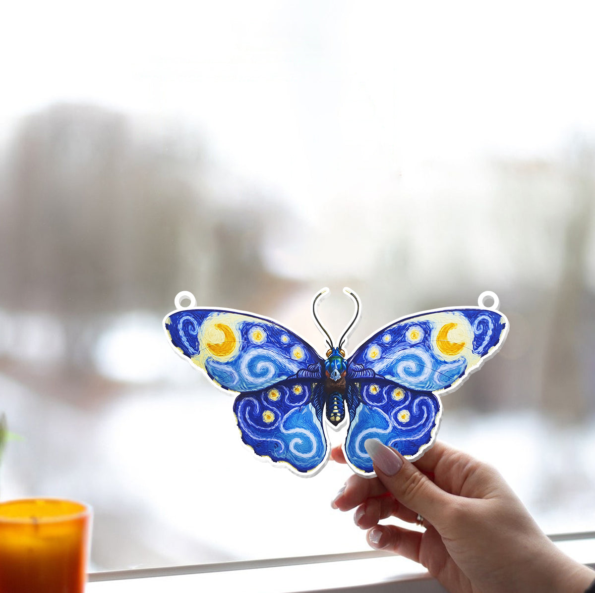 Van Gogh Starry Night Butterfly - Butterfly Window Hanging Suncatcher Ornament